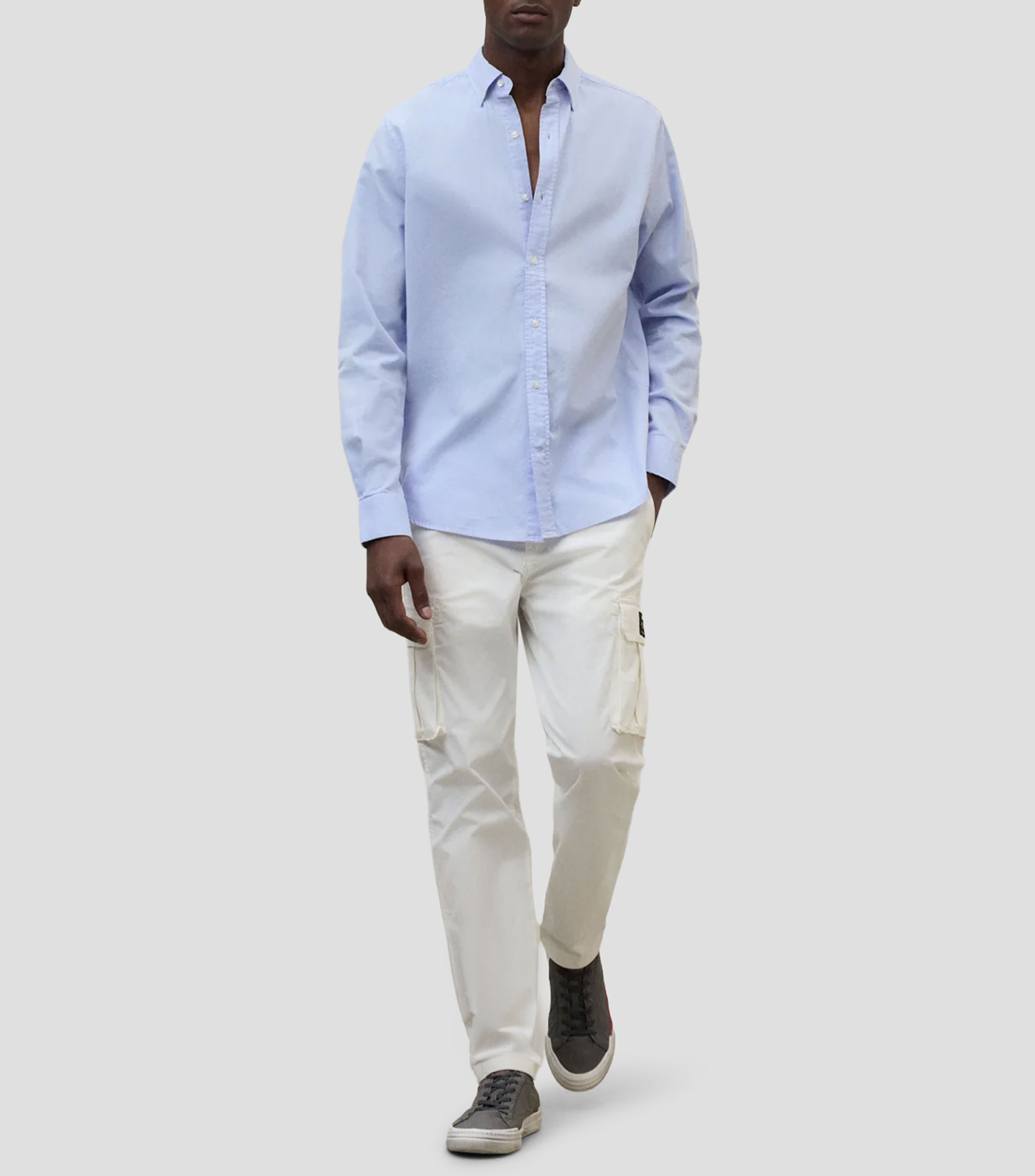 Camisa lisa manga larga Hombre
